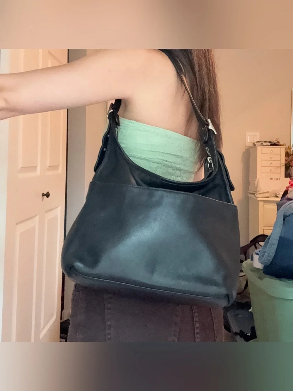 Vintage Coach 9058 Legacy Leather Black Hobo Shoulder Bag USA Black & Silver GUC - Picture 14 of 14